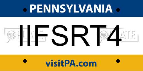 IIFSRT4 Pennsylvania License Plate