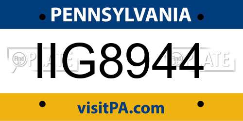 IIG8944 Pennsylvania License Plate