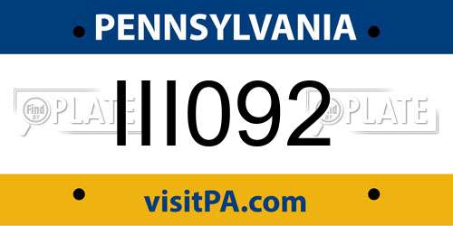 III092 Pennsylvania License Plate