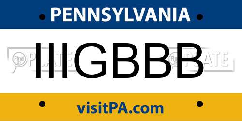 IIIGBBB Pennsylvania License Plate