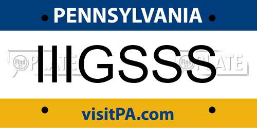 IIIGSSS Pennsylvania License Plate