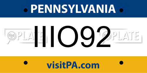 IIIO92 Pennsylvania License Plate