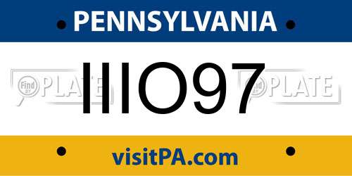 IIIO97 Pennsylvania License Plate