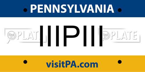IIIPIII Pennsylvania License Plate