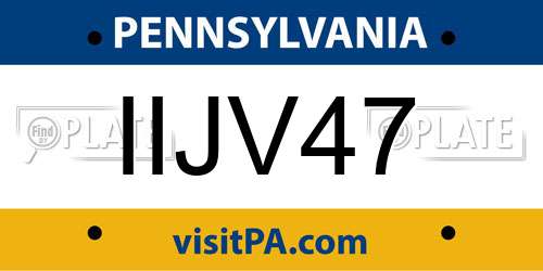 IIJV47 Pennsylvania License Plate