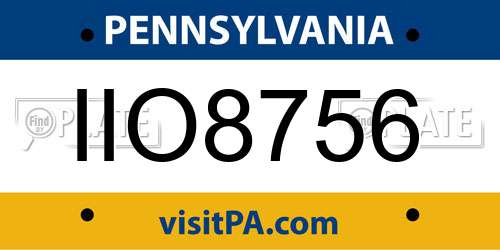 IIO8756 Pennsylvania License Plate