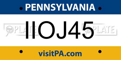 IIOJ45 Pennsylvania License Plate