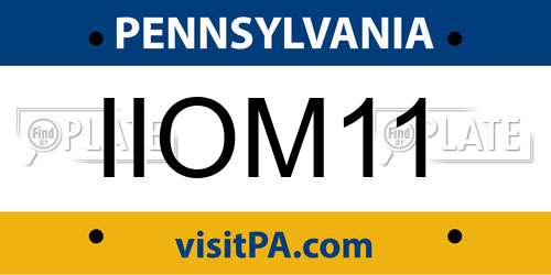IIOM11 Pennsylvania License Plate