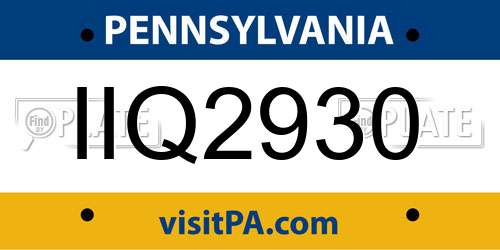 IIQ2930 Pennsylvania License Plate