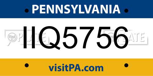 IIQ5756 Pennsylvania License Plate