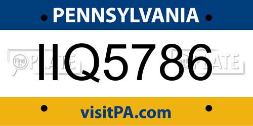 IIQ5786 Pennsylvania License Plate