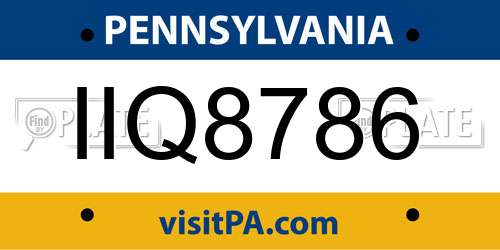 IIQ8786 Pennsylvania License Plate