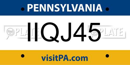 IIQJ45 Pennsylvania License Plate
