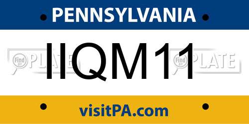 IIQM11 Pennsylvania License Plate