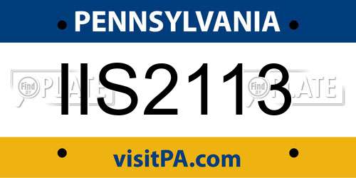 IIS2113 Pennsylvania License Plate