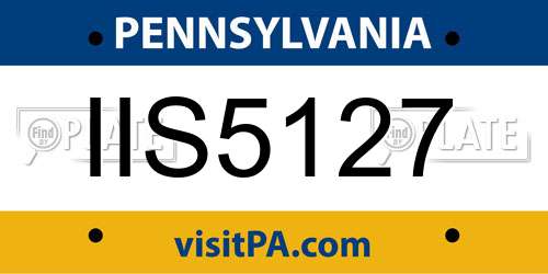IIS5127 Pennsylvania License Plate