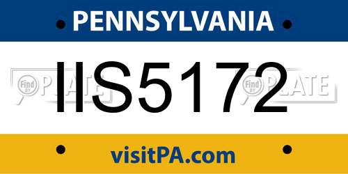 IIS5172 Pennsylvania License Plate