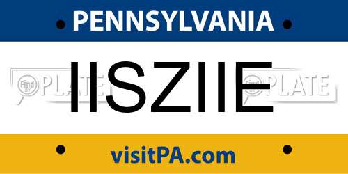 IISZIIE Pennsylvania License Plate