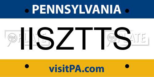 IISZTTS Pennsylvania License Plate