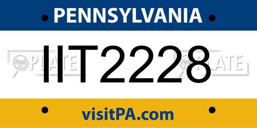 IIT2228 Pennsylvania License Plate