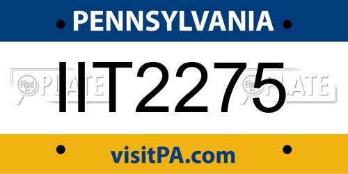 IIT2275 Pennsylvania License Plate