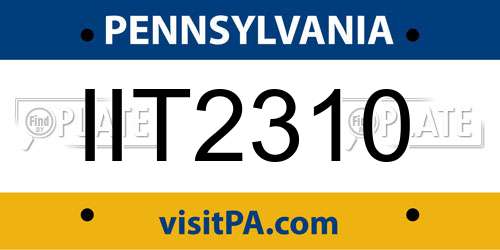 IIT2310 Pennsylvania License Plate