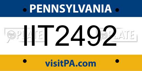 IIT2492 Pennsylvania License Plate