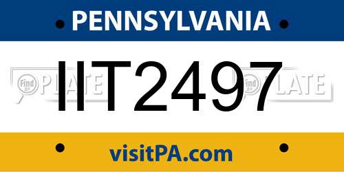 IIT2497 Pennsylvania License Plate