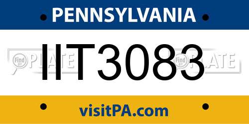 IIT3083 Pennsylvania License Plate