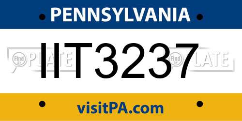 IIT3237 Pennsylvania License Plate