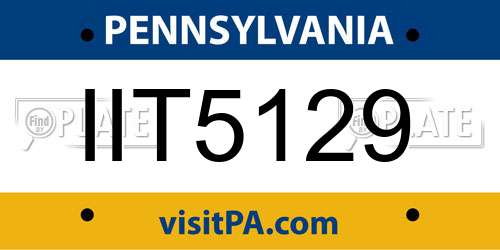 IIT5129 Pennsylvania License Plate