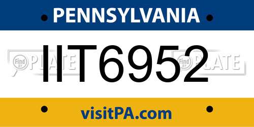 IIT6952 Pennsylvania License Plate