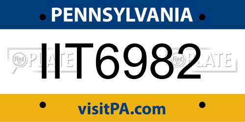 IIT6982 Pennsylvania License Plate