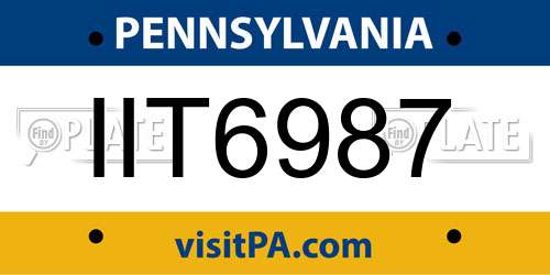 IIT6987 Pennsylvania License Plate