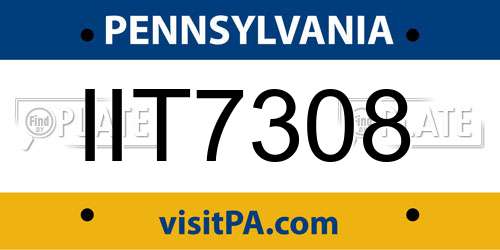 IIT7308 Pennsylvania License Plate