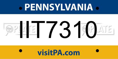 IIT7310 Pennsylvania License Plate