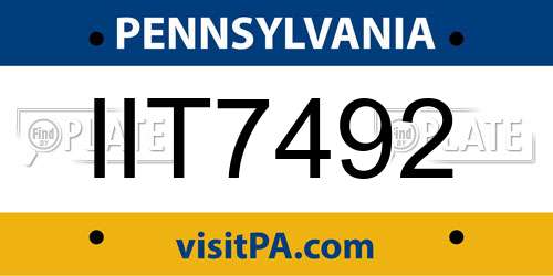 IIT7492 Pennsylvania License Plate