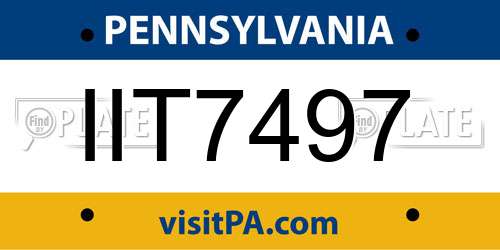IIT7497 Pennsylvania License Plate