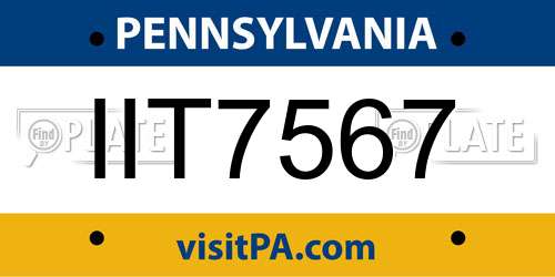 IIT7567 Pennsylvania License Plate