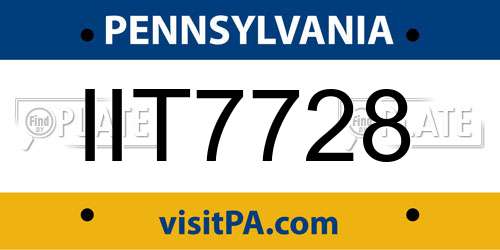 IIT7728 Pennsylvania License Plate
