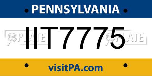 IIT7775 Pennsylvania License Plate