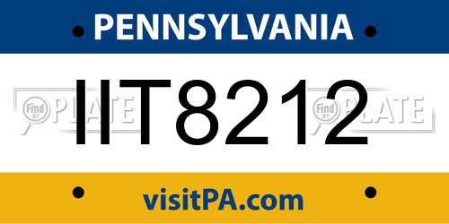IIT8212 Pennsylvania License Plate
