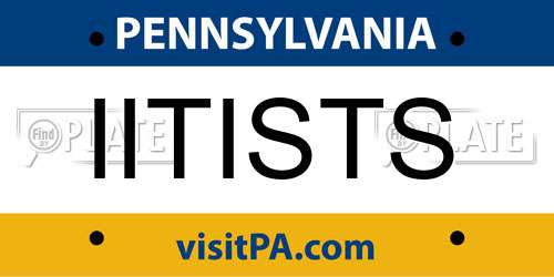 IITISTS Pennsylvania License Plate