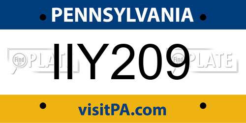 IIY209 Pennsylvania License Plate