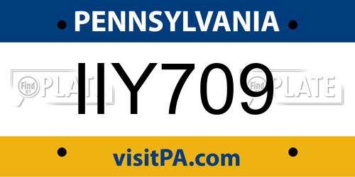 IIY709 Pennsylvania License Plate