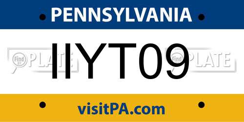 IIYT09 Pennsylvania License Plate