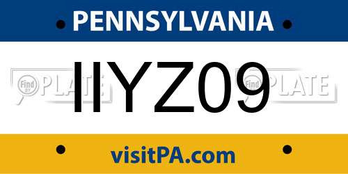 IIYZ09 Pennsylvania License Plate