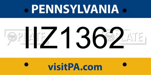 IIZ1362 Pennsylvania License Plate