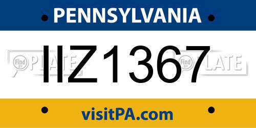 IIZ1367 Pennsylvania License Plate