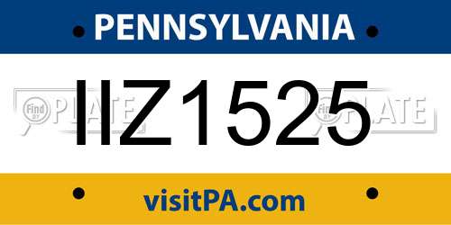 IIZ1525 Pennsylvania License Plate